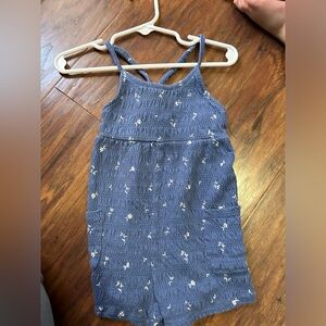 Blue and white toddler romper